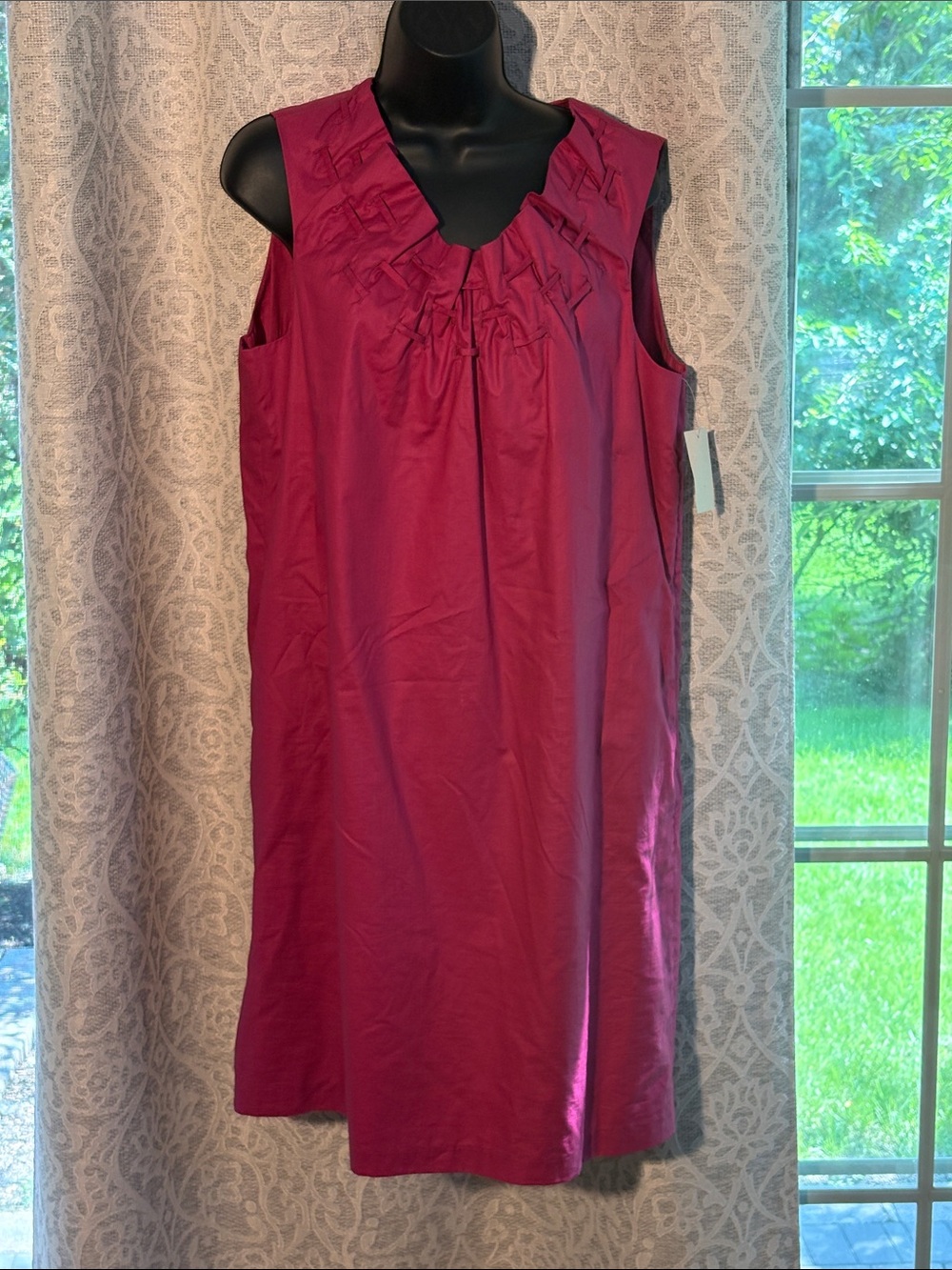 Coldwater Creek Sleeveless Ruffled V-Neck Nightgown in Berry